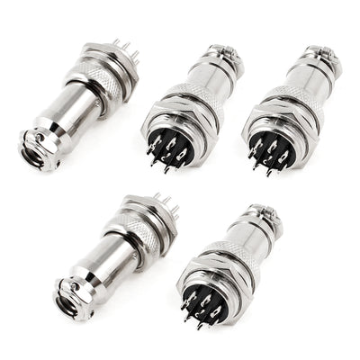 Harfington Uxcell AC 200V 5A 1000V 16mm 8P 8 Pin Male Female Aviation Connector 5pcs