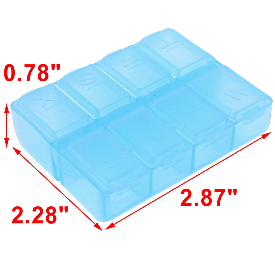 uxcell Uxcell Travel Plastic 8 Compartments Gadget Pill Organizer Box Blue 7.3cm x 5.8cm x 2cm