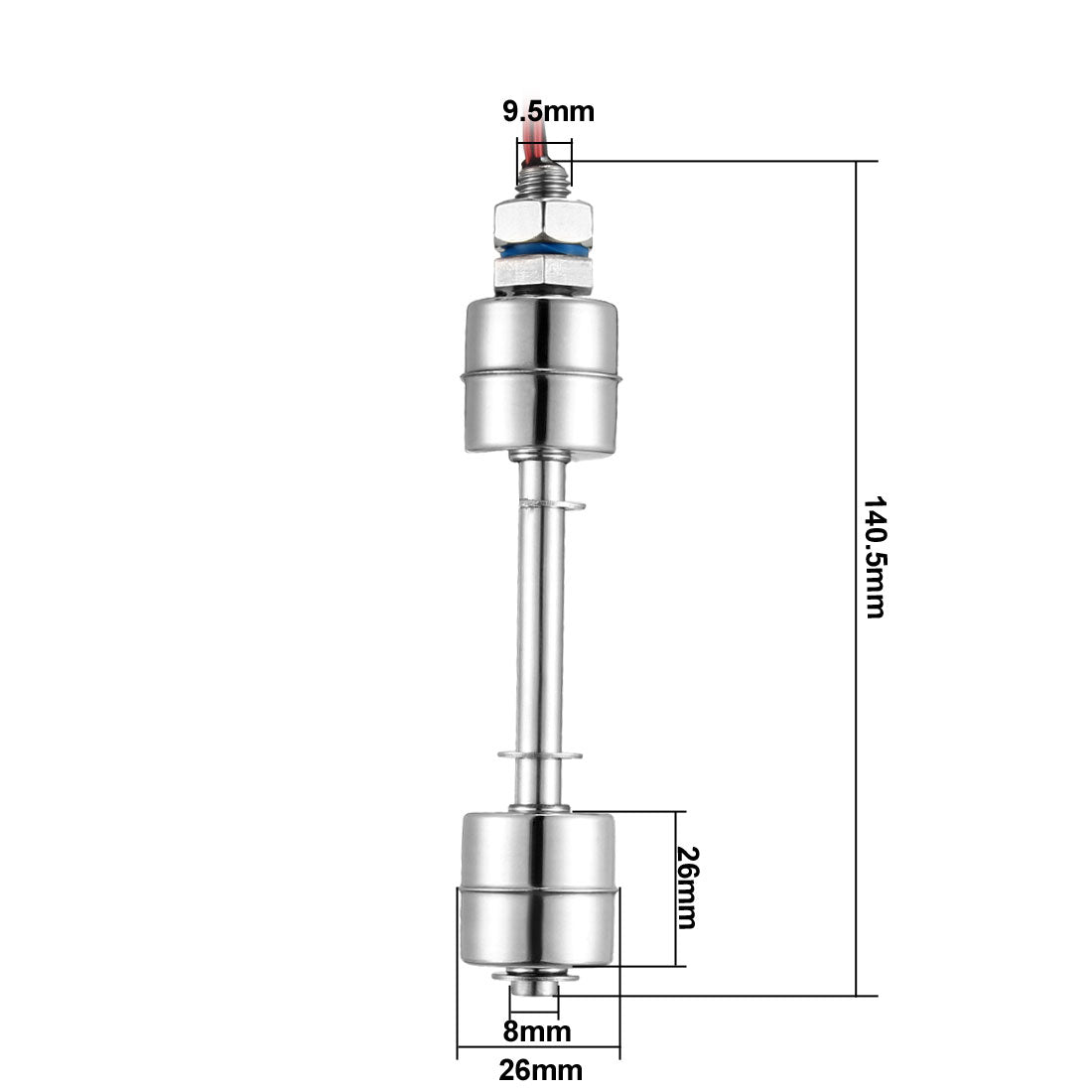 uxcell Uxcell Tank Pool Liquid Water Double Balls Sensor Stainless Steel Float Switch 140.5mm