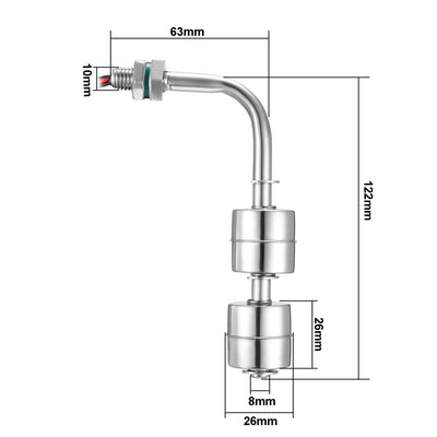 Harfington Uxcell Schwimmerschalter für Wasserpumpe Tank Schwimmbad Gartenteich Flüssigkeitsstand Sensor M16 122mm Länge Edelstahl