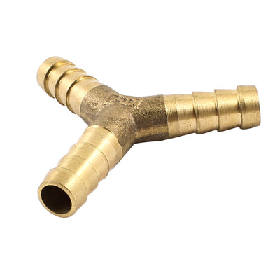 Harfington Uxcell Brass 3 Way Air Gas Y Shaped 8mm Hose Barb Connector