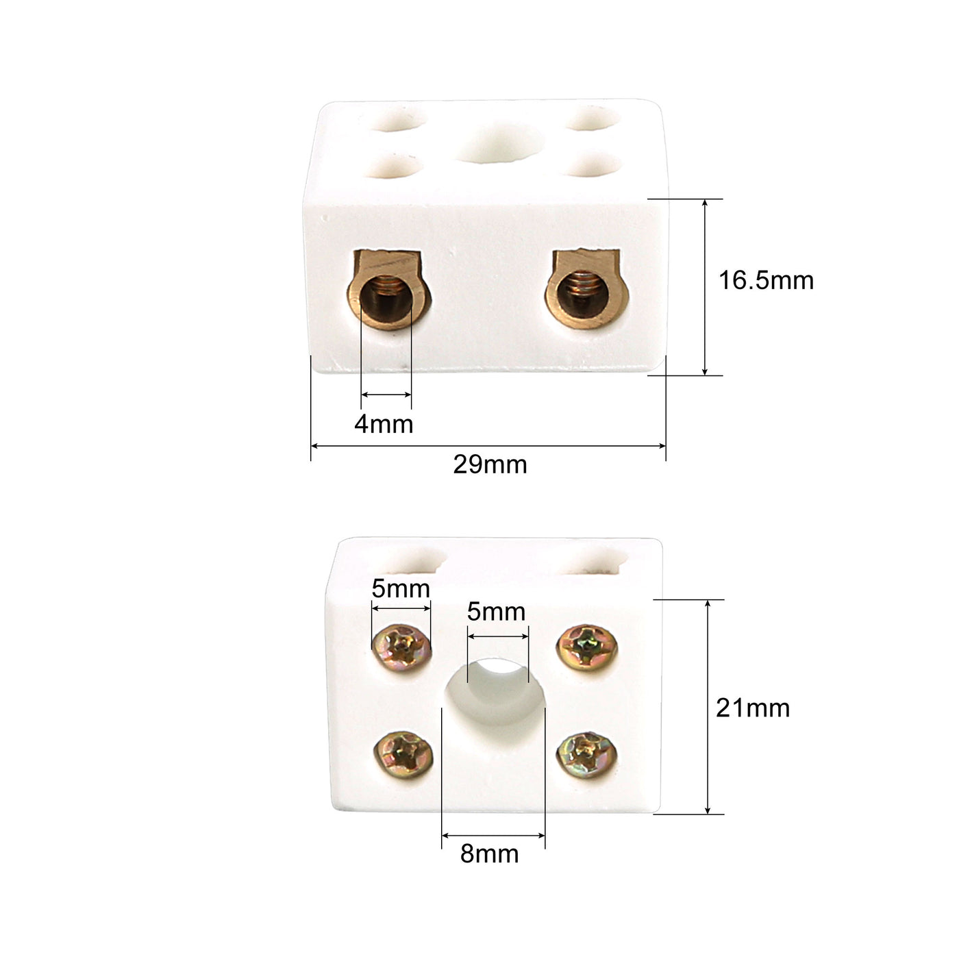 uxcell Uxcell 2 Pcs 2W5H High Temperature Porcelain Ceramic Terminal Block 15A 110-600V