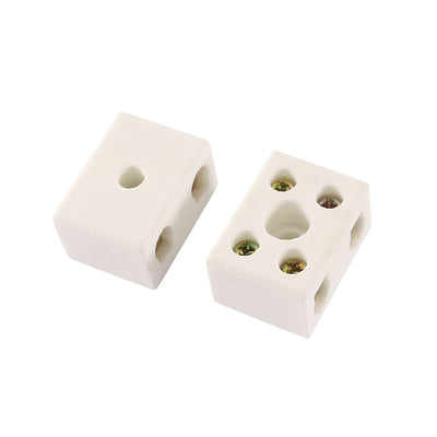 Harfington Uxcell 2 Pcs 2W5H High Temperature Porcelain Ceramic Terminal Block 15A 110-600V