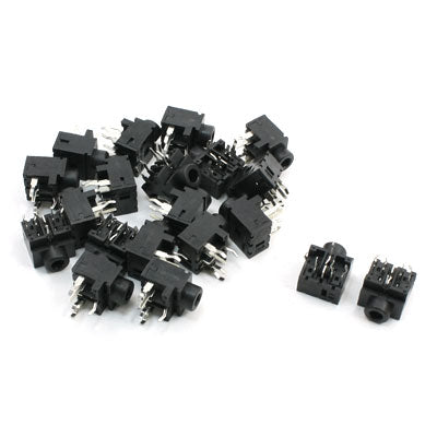 uxcell Uxcell 20 Pcs MP3 Earphone 3.5mm Jack Socket PCB Panel Connector Black 5 Pin