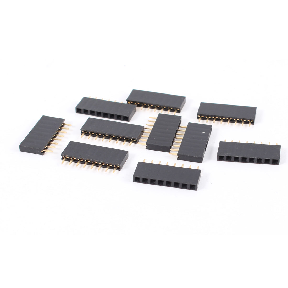 uxcell Uxcell 10 Pcs Single Row 2.54mm Pitch 8 Pin Straight Female Header Socket