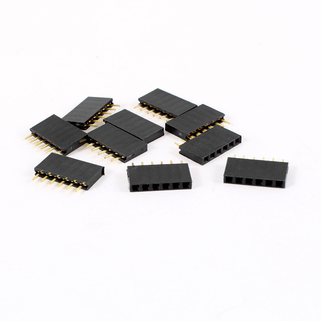 uxcell Uxcell 10 Pcs Single Row 2.54mm Pitch 6 Pin Straight Female Header Socket