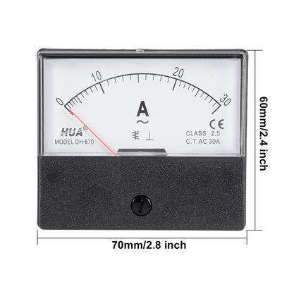 Harfington Uxcell AC 0-30A Analog Panel Ammeter Gauge Ampere Current Meter DH-670