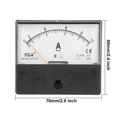 Harfington Uxcell AC 0-10A Analog Panel Ammeter Gauge Ampere Current Meter DH-670