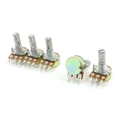 Harfington Uxcell 5pcs 6mm Shaft Top Adjustment Rotary Linear Taper Potentiometers 250K