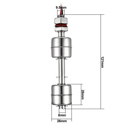 Harfington Uxcell Stainless Steel Double Ball Water Level Sensor Float Switch 121mm