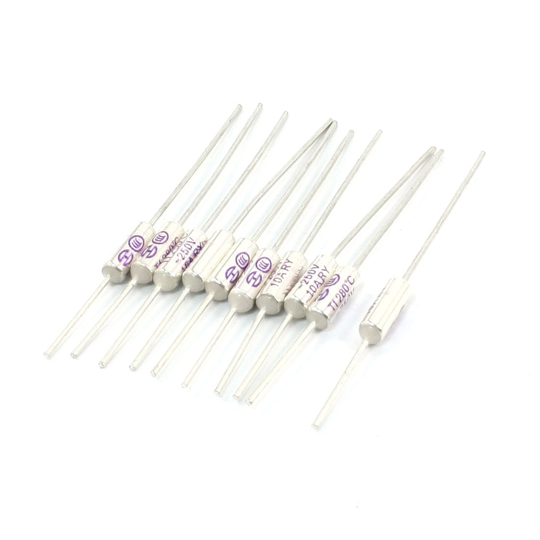 uxcell Uxcell 10Pcs 250V 10A 280C Celsius Circuit Cut Off Temperature Thermal Fuse