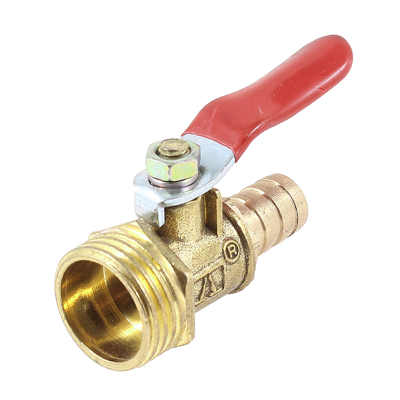 uxcell Uxcell 1/2" PT Male Thread to 10mm Hose Tail Lever Handle Ball Valve Gold Tone