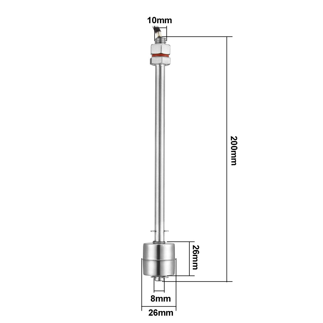 uxcell Uxcell 200mm Stainless Steel Water Level Sensor Liquid Vertical Float Switch