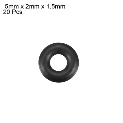 Harfington Uxcell 20PCS Black Rubber 5mm x 2mm x 1.5mm Oil Seal O Rings Gaskets Washers