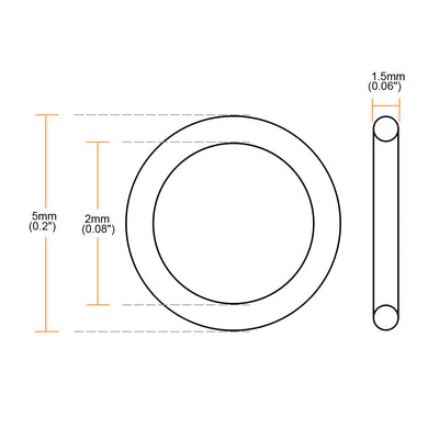 Harfington Uxcell 20PCS Black Rubber 5mm x 2mm x 1.5mm Oil Seal O Rings Gaskets Washers