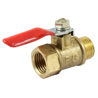 Harfington Uxcell 1/4PT Male to Female Thread Red Handle Compression Lever Ball Valve