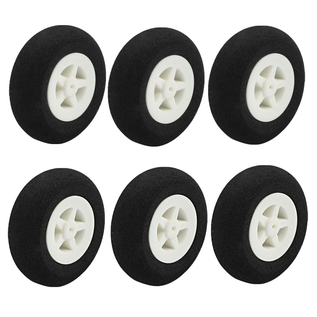 uxcell Uxcell 6pcs RC Electric Airplane Plastic Hub Landing Sponge Tire Wheel 35mm 1.4"