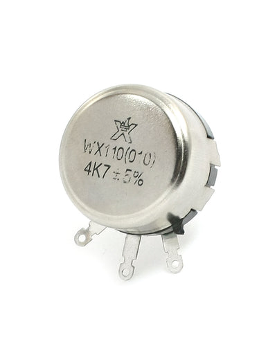 Harfington Uxcell WX110(010) 4.7K Ohm 3 Soldering Terminals 6mm Round Metal Shaft Single Turn Wire Wound Potentiometer