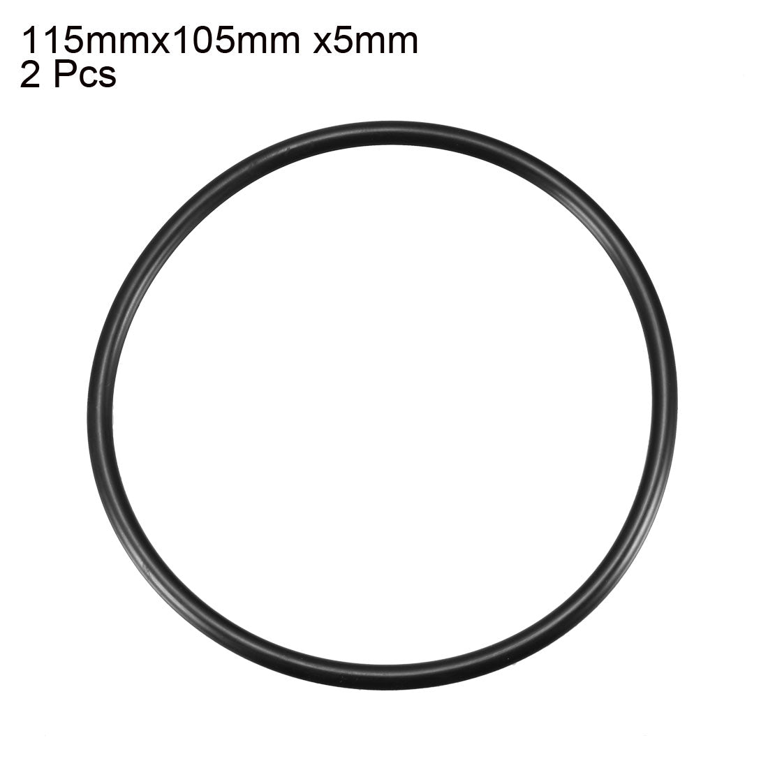 uxcell Uxcell 2 Pcs 115mm x 5mm Rubber O Type Sealing Ring Gasket Grommets Black