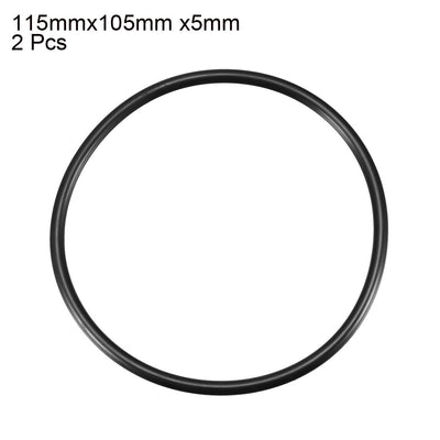 Harfington Uxcell 2 Pcs 115mm x 5mm Rubber O Type Sealing Ring Gasket Grommets Black