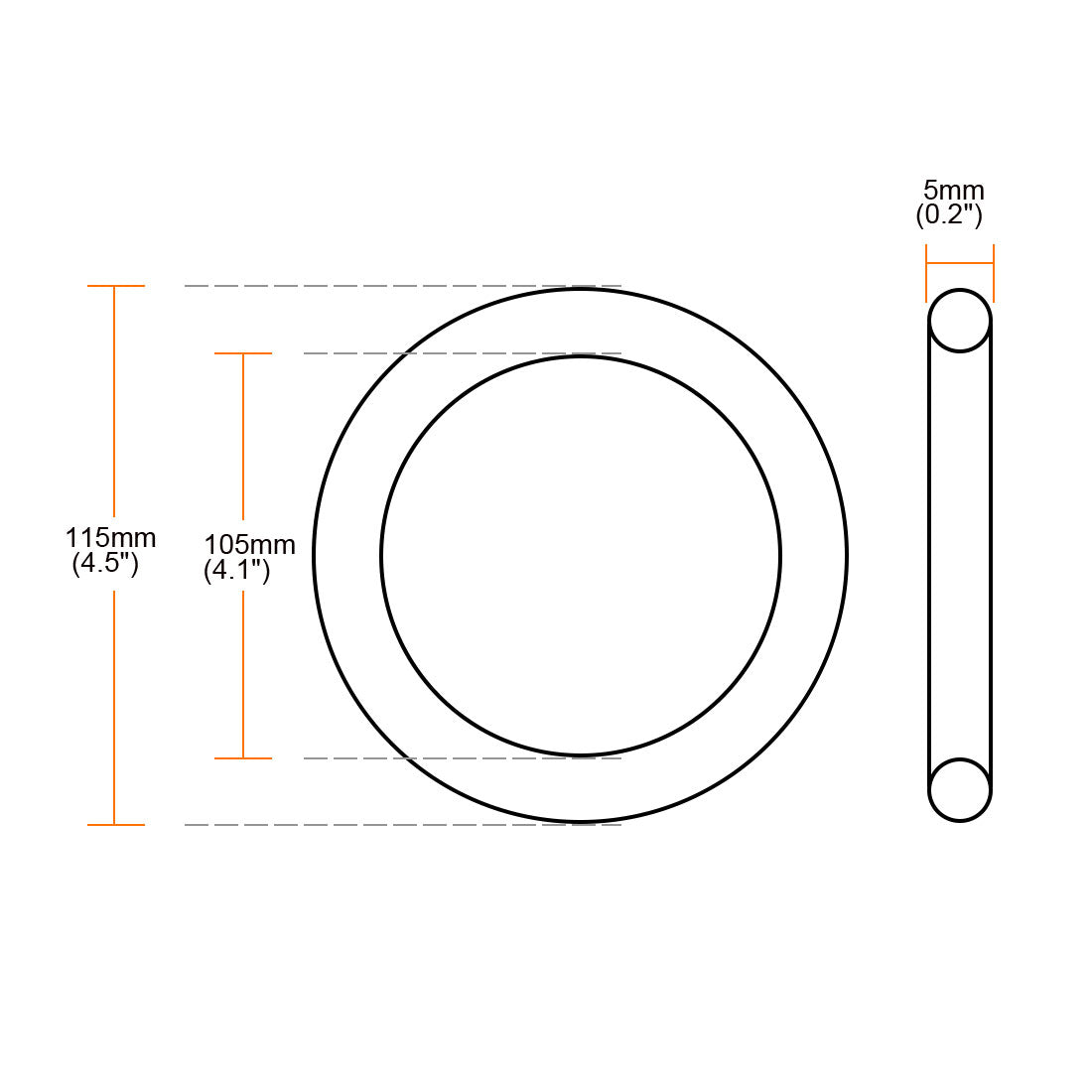 uxcell Uxcell 2 Pcs 115mm x 5mm Rubber O Type Sealing Ring Gasket Grommets Black