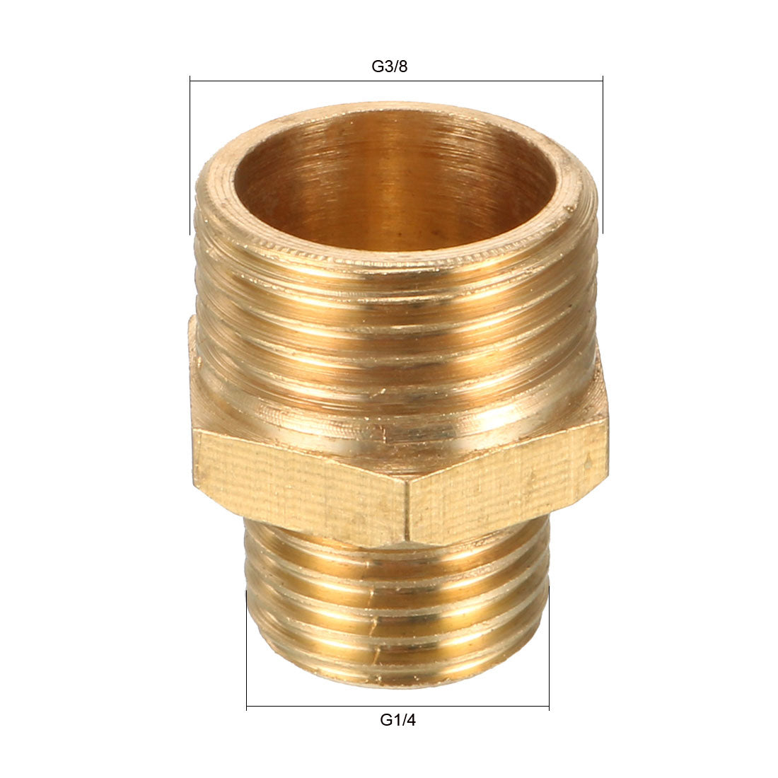 uxcell Uxcell 6pcs Gold Tone Hex Reducing Nipple G1/4 to G3/8 Male Thread Pipe Brass Fittings