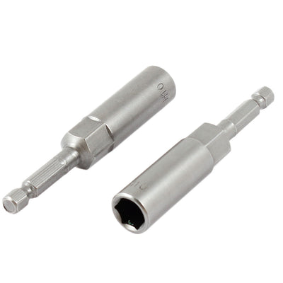 Harfington Uxcell 2 Pcs Chrome-Vanadium 80mm Long 1/4" Shank 10mm Non-Magnetic Hex Socket Nut Driver Setter Bit