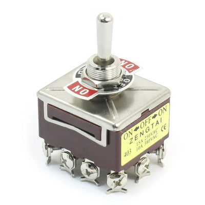 Harfington Uxcell AC 380V 10A ON/OFF/ON 3 Positions 12 Pin Latching Toggle Switch 4PDT Brick Red