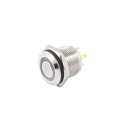 Harfington Uxcell DC 3-5V Blue  LED Light Flat Head 16mm Threaded 4 Terminal Pin Momentary Push Button Switch SPST 1NO