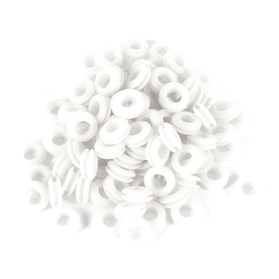 Harfington Uxcell 100Pcs 8mm x 15mm Double Sided White Armature Rubber Wiring Grommets Ring Cable Protector