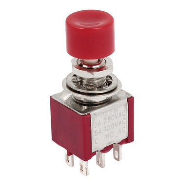 Harfington Uxcell Red 6 Pin DPST 2NO 2NC Momentary Push Button Switch AC 120V 5A 250V 2A