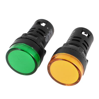 Harfington Uxcell 2 Pcs AD16-22D/S Green Yellow LED Pilot Light Panel Indicator Lamp 22mm DC 24V 20mA