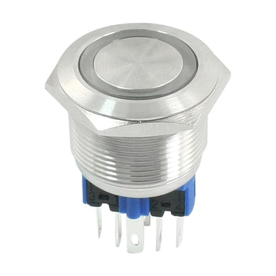 Harfington Uxcell DC 24V Red Indicative LED  DPST 1NO 1NC 6 Pins 22mm Momentary Stainless Steel Push Button Switch