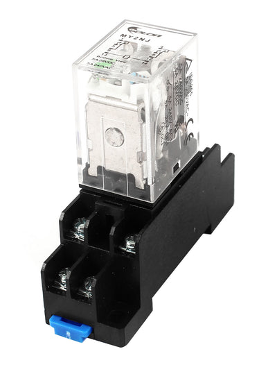 Harfington Uxcell DC24V Coil 8 Pin 35mm DIN Rail Electromagnetic Relay Power Relay MY2NJ w Socket