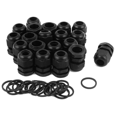 Harfington Uxcell 20 Pcs PG13.5 Black Plastic 6-12mm Dia Waterproof Cable Glands Connectors