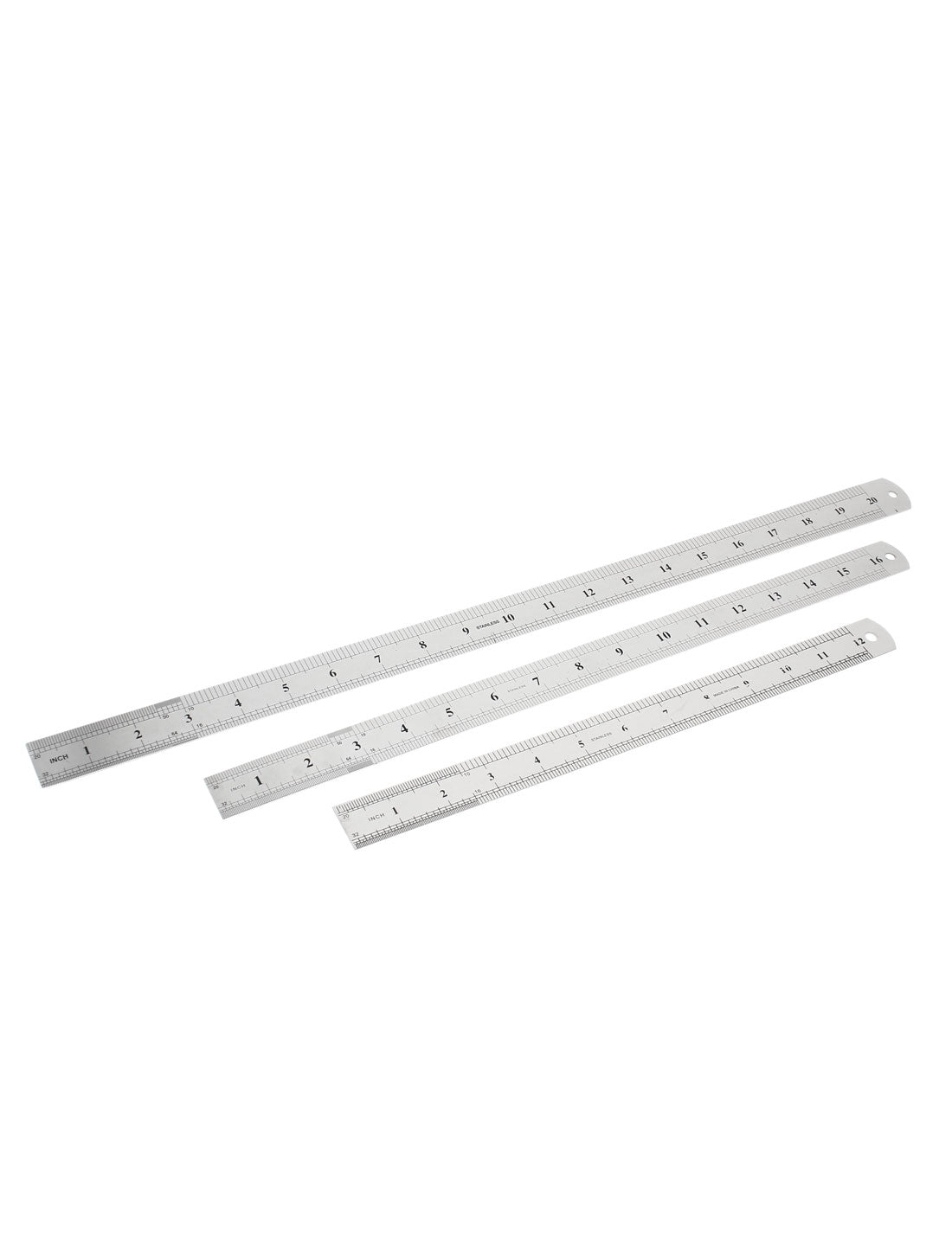 uxcell Uxcell 3 in 1 30cm 40cm 50cm Measure Range Dual Side   Stationery Metric Scale Straight Ruler Silver Tone