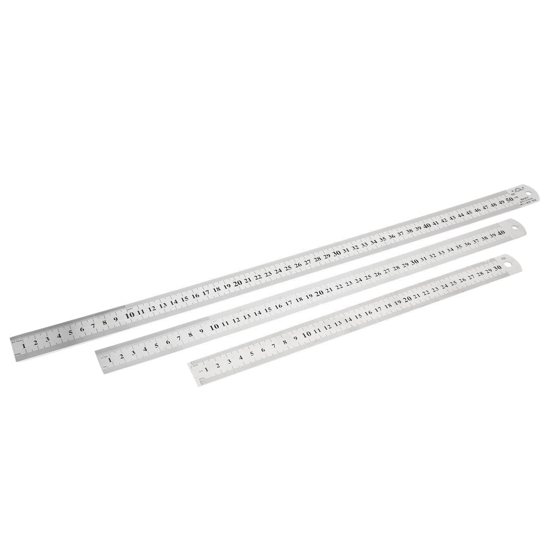 uxcell Uxcell 3 in 1 30cm 40cm 50cm Measure Range Dual Side   Stationery Metric Scale Straight Ruler Silver Tone