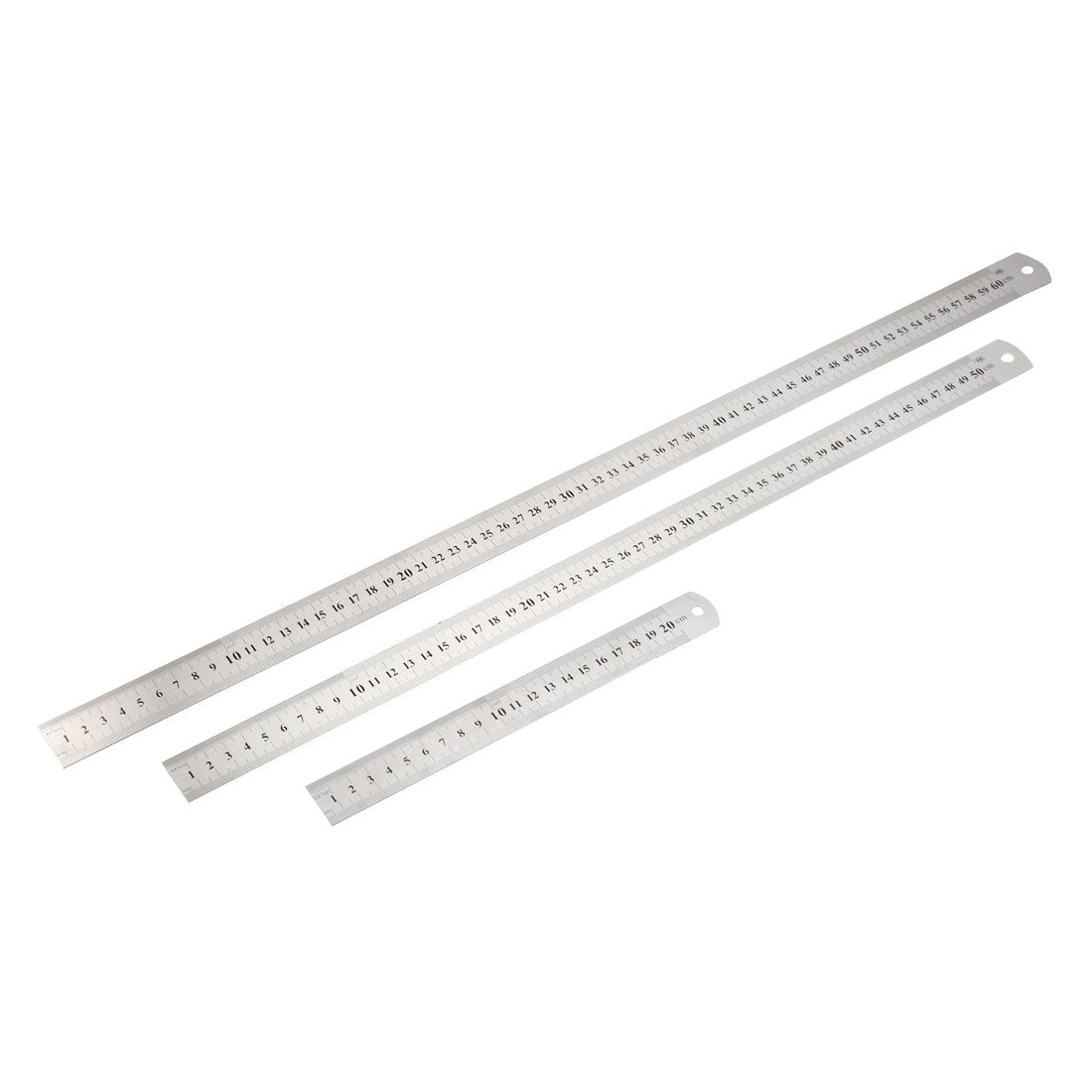 uxcell Uxcell 3 in 1 20cm 50cm 60cm Measuring Range Double Sides   Office Woodworker Metric Scale Straight Ruler Silver Tone