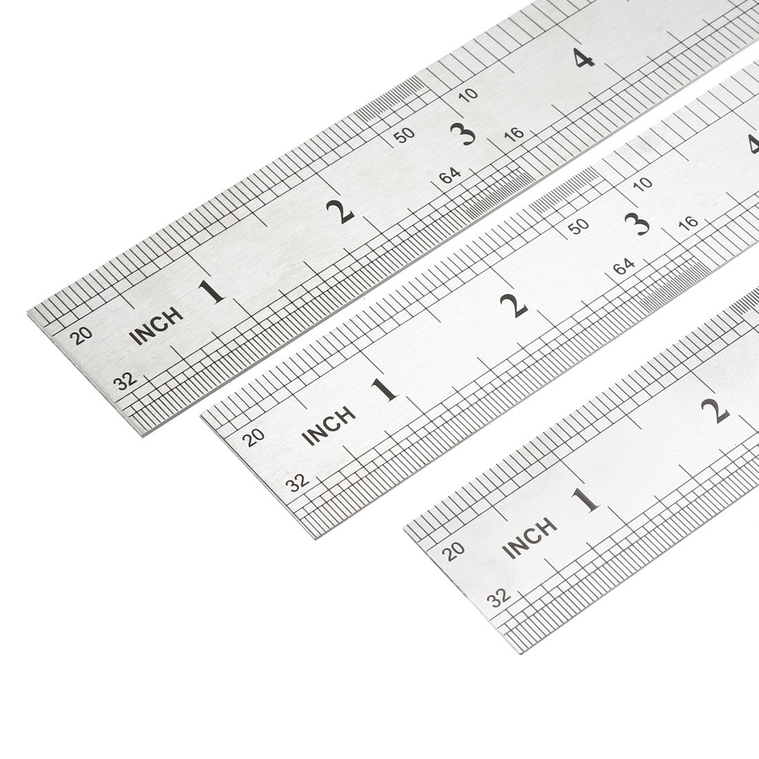 uxcell Uxcell Lineal Zoll metrisch Edelstahl Messlineal Werkzeuge mit Aufhängeloch 1 Set (3 Stück) 50cm 60cm