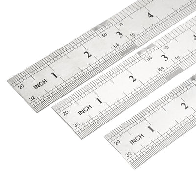 Harfington Uxcell Lineal Zoll metrisch Edelstahl Messlineal Werkzeuge mit Aufhängeloch 1 Set (3 Stück) 50cm 60cm