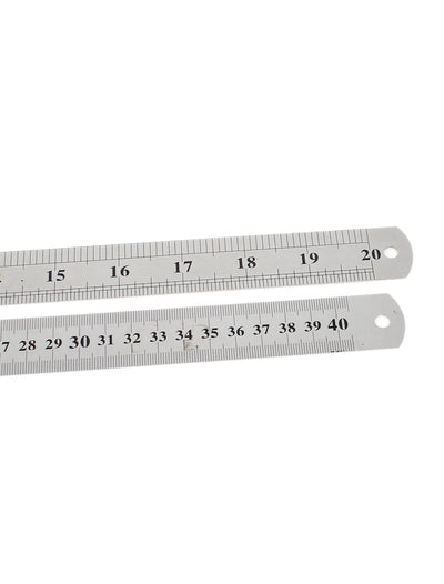 Harfington Uxcell 3 in 1 40cm 50cm 60cm Measuring Range Double Sides   Office Stationery Metric Scale Straight Ruler Silver Tone