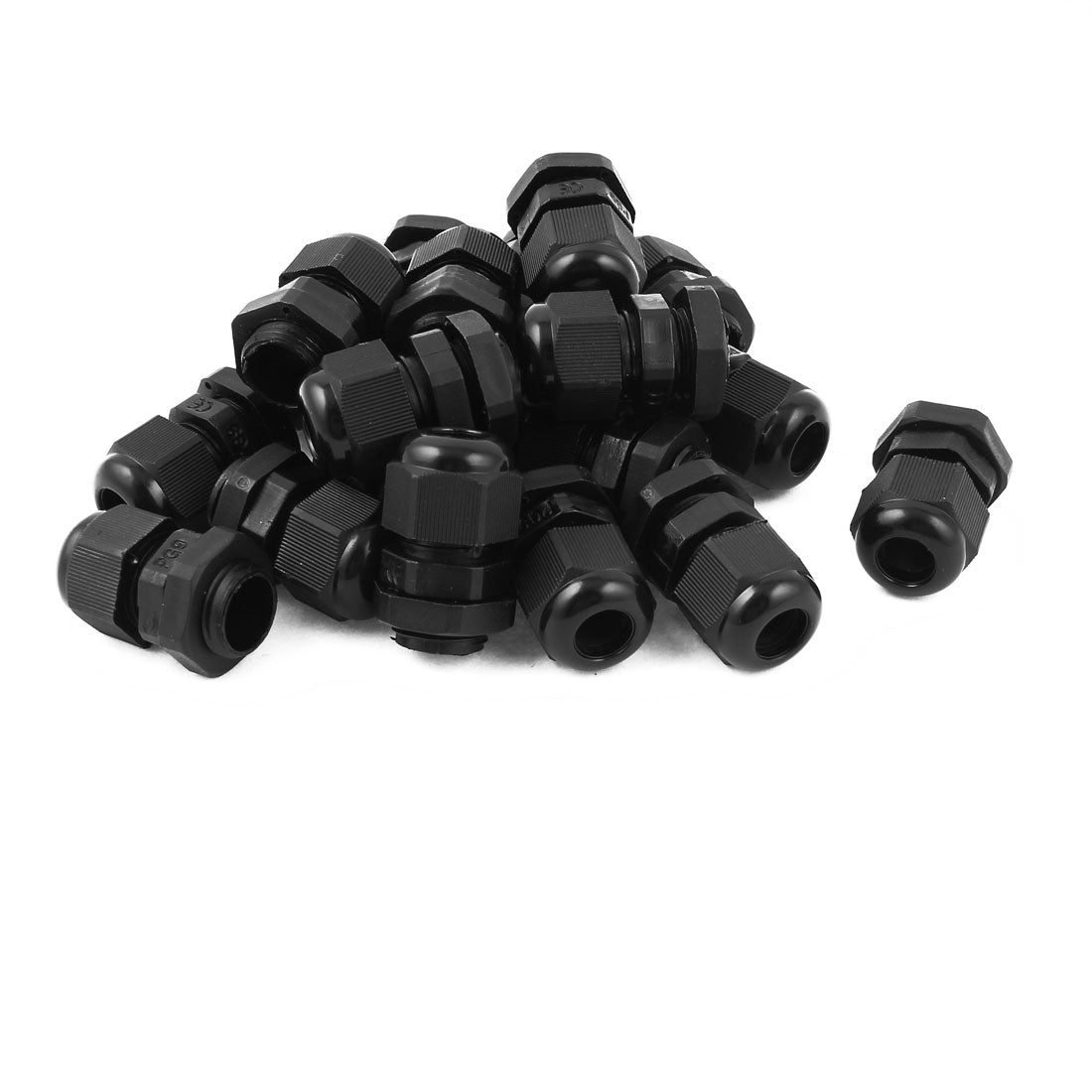 uxcell Uxcell 20 Pcs Black Plastic Cable Glands PG9 PG 9 Cord Grip Connectors