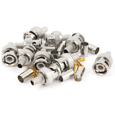 Harfington Uxcell 10 Pcs BNC Male RG59 Coaxial Crimp Connector Adapter Set for CCTV camera