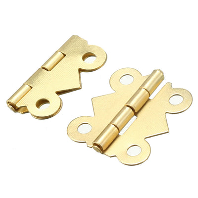 Harfington Uxcell 20 Pcs Brass Tone Foldable Rotatable Cupboard Cabinet Window Drawer Gate Door Hinges Hardware 2cm Long w Screws