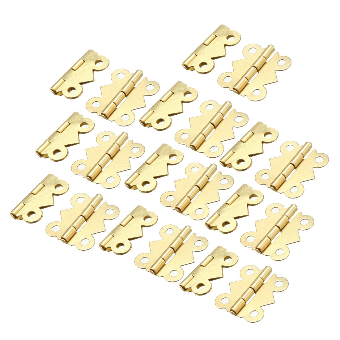 uxcell Uxcell 20 Pcs Brass Tone Foldable Rotatable Cupboard Cabinet Window Drawer Gate Door Hinges Hardware 2cm Long w Screws