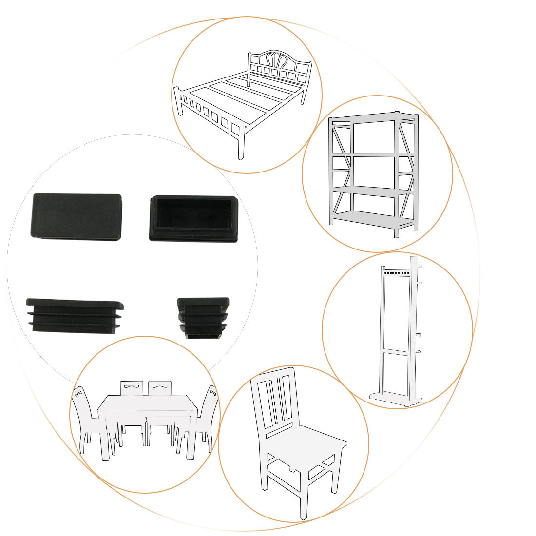 uxcell Uxcell 12 Pcs Black Plastic Rectangle Blanking End Caps Tubing Tube Inserts 25mm x 50mm