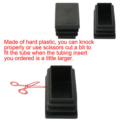 Harfington Uxcell 12 Pcs Black Plastic Rectangle Blanking End Caps Tubing Tube Inserts 25mm x 50mm