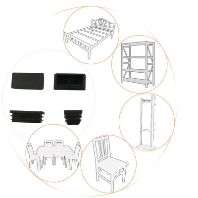 Harfington Uxcell 24 Pcs Black Plastic Rectangle Blanking End Caps Tubing Tube Inserts 25mm x 50mm