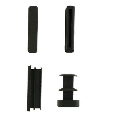 Harfington Uxcell 24 Pcs Black Plastic Rectangle Blanking End Caps Tubing Tube Inserts 10mm x 50mm