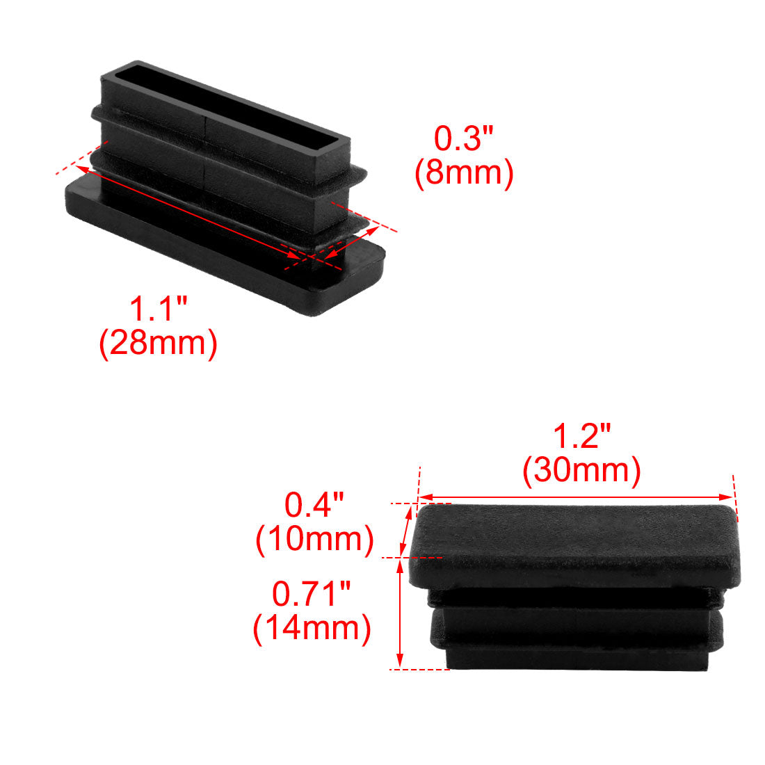 uxcell Uxcell 10 mm x 30 mm, Kunststoff, rechteckig, Caps ROHR-ENDE Abdeckung, 12 Stück de